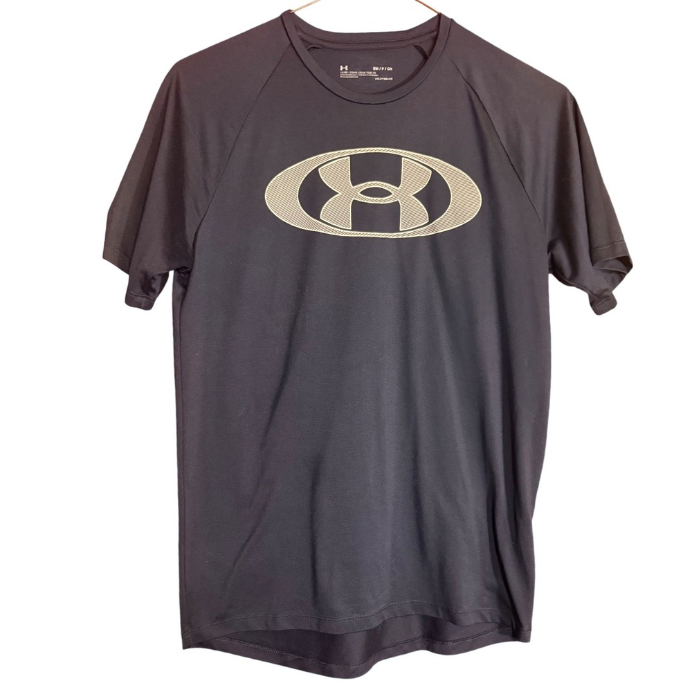 Under‎ Armour T-Shirt Mens Small Navy Blue Good HeatGear Loose Fit Logo Tech Tee